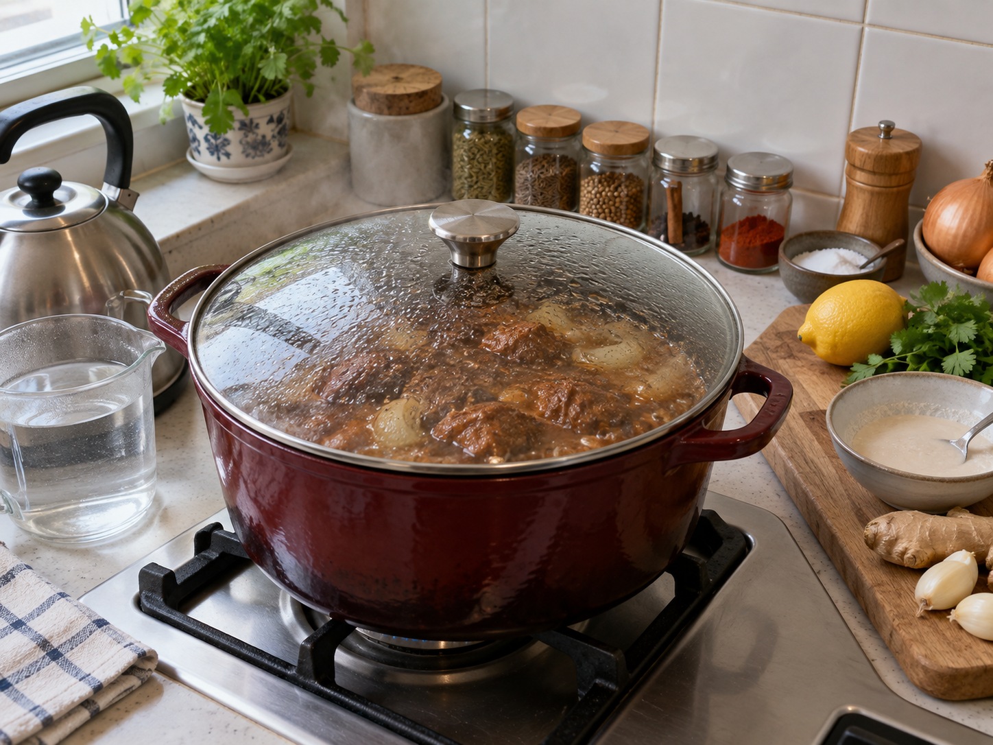 巴基斯坦慢燉牛腱 Nihari — 保持微滾慢燉約3小時