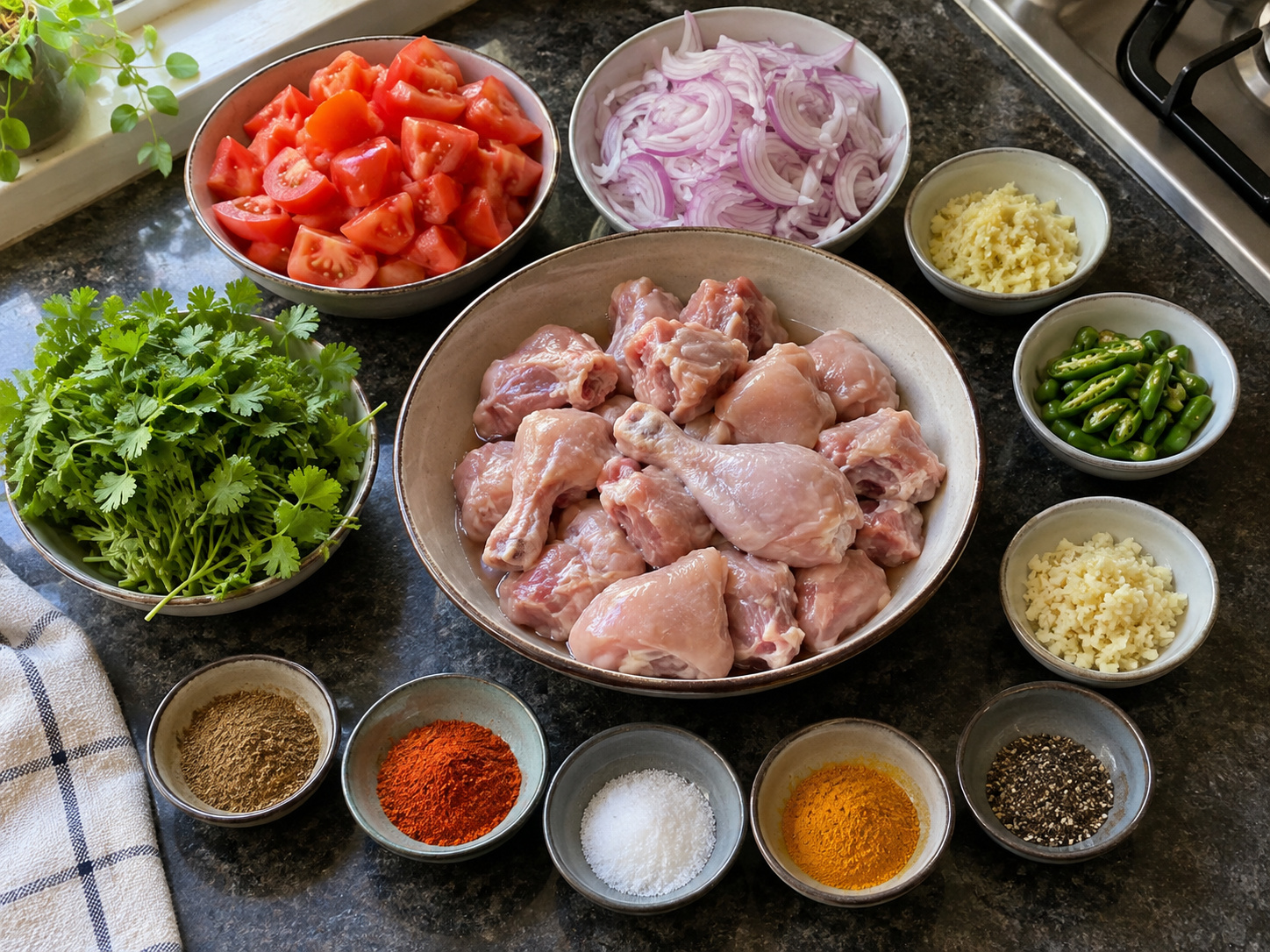 Pakistani Chicken Karahi — mga sangkap
