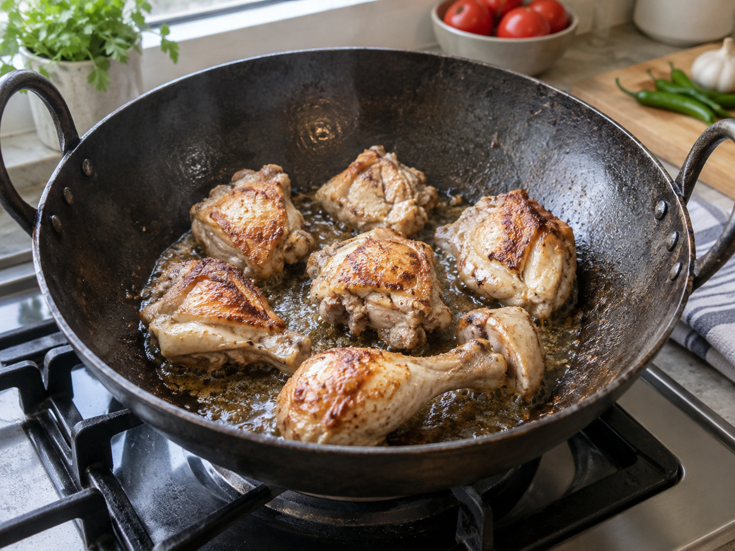 Pakistani Chicken Karahi — I-brown ang manok