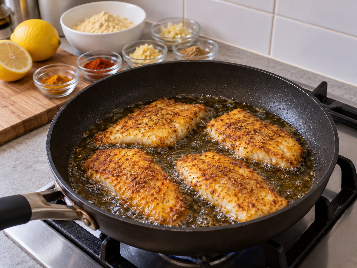 巴基斯坦香料煎魚 — 煎第一面