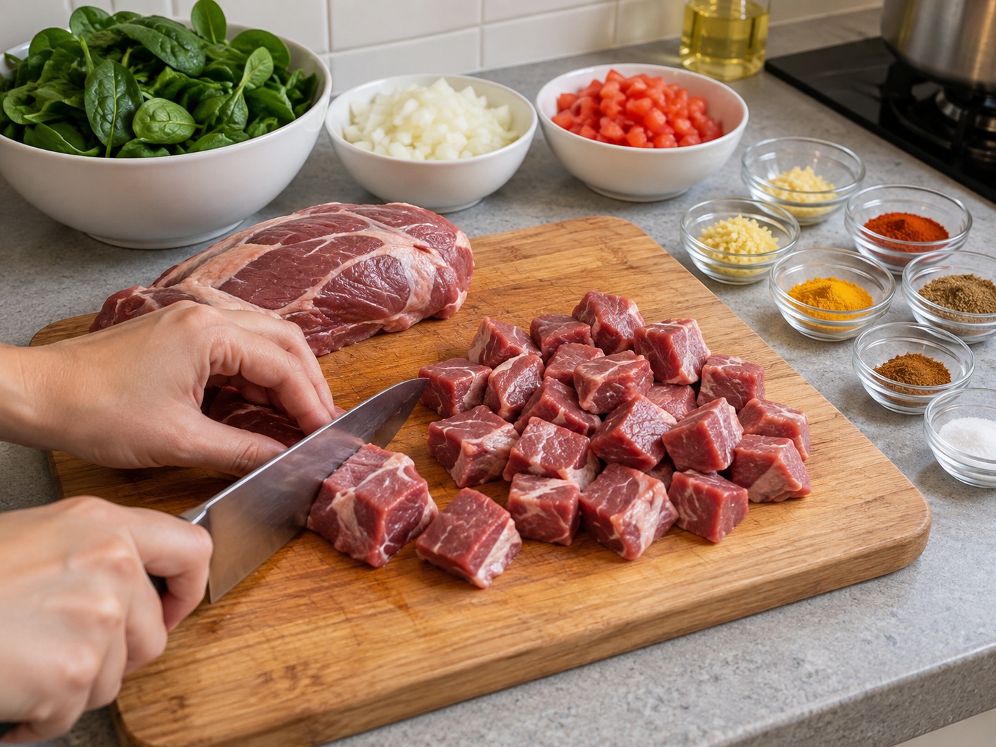 Pakistani Palak Gosht na Tupa at Spinach — Hiwain ang tupa