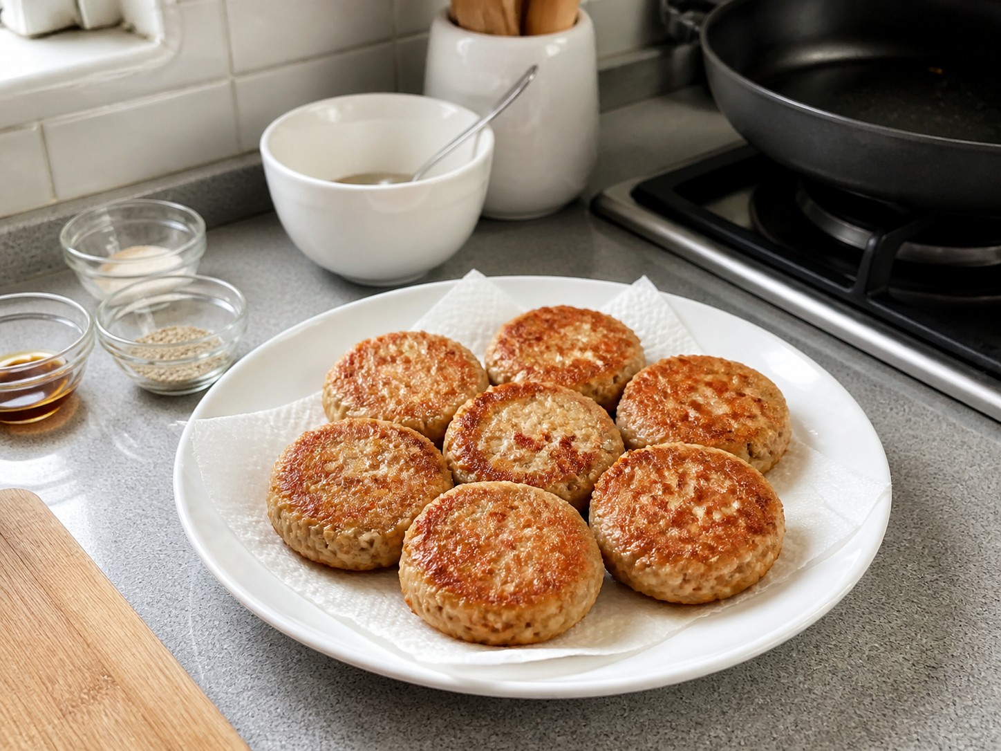 Perkedel Babi Akar Teratai Goreng — Tiriskan, diamkan, sajikan