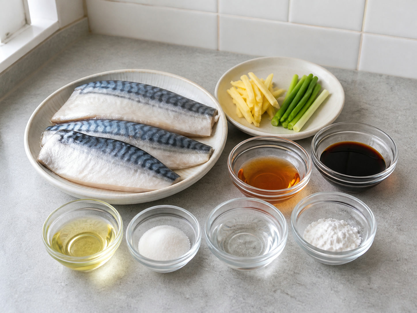 薑汁豉油香煎鯖魚 complete ingredient overview