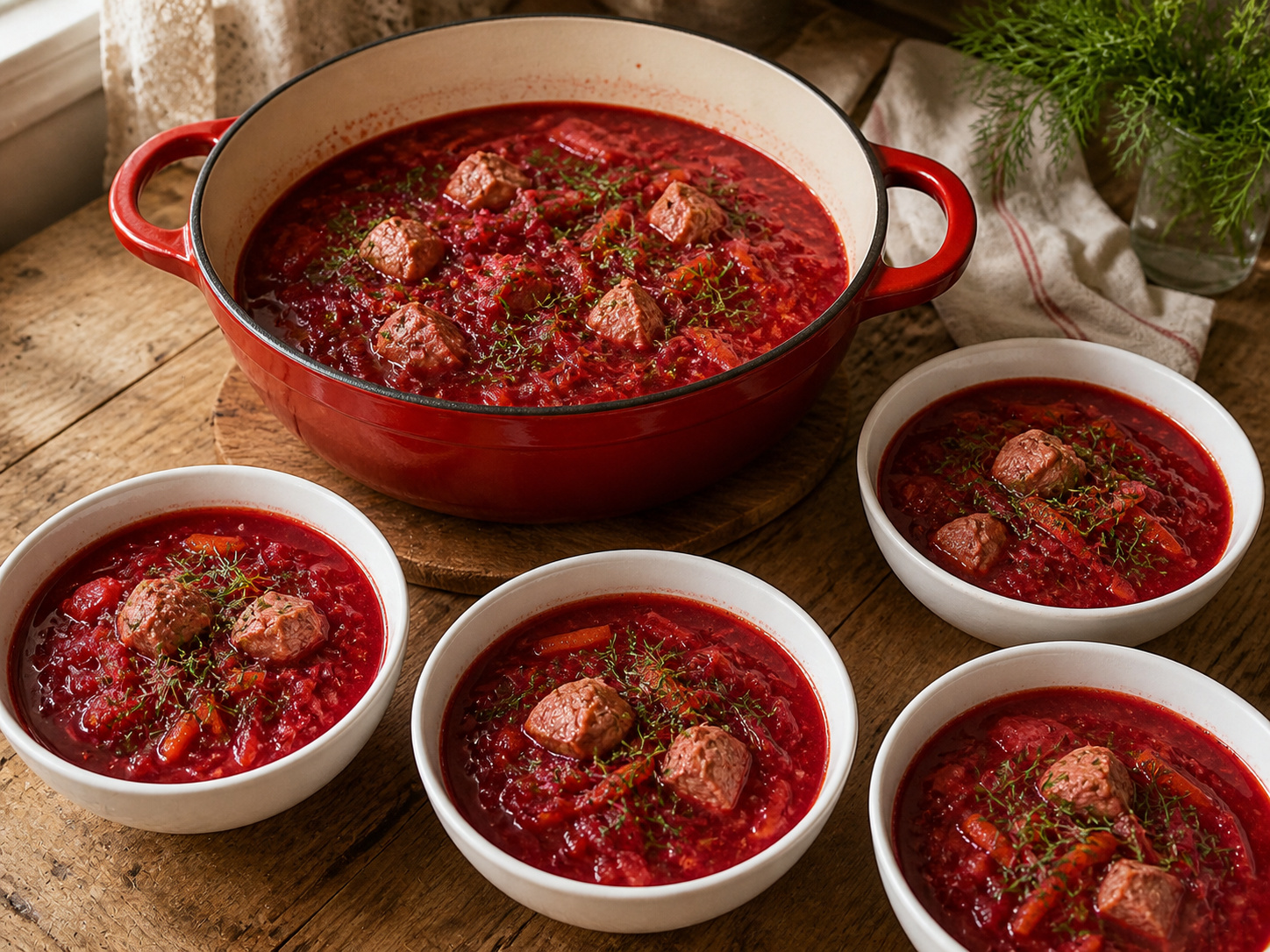 Borscht Ayam Bit Polandia — finished dish