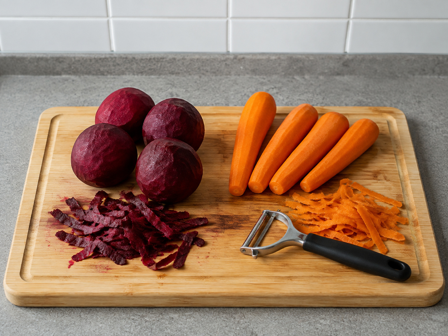 Polish Beetroot Chicken Borscht — Peel beetroot and carrots