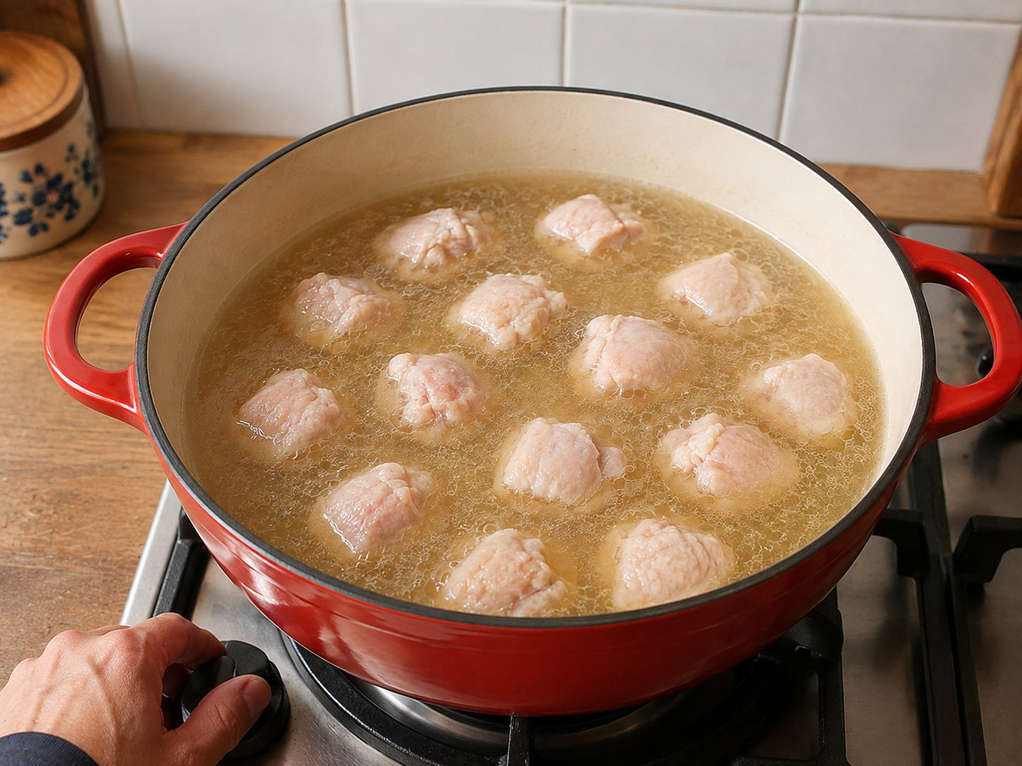 Polish Beetroot Chicken Borscht — Bring stock and chicken to a gentle simmer