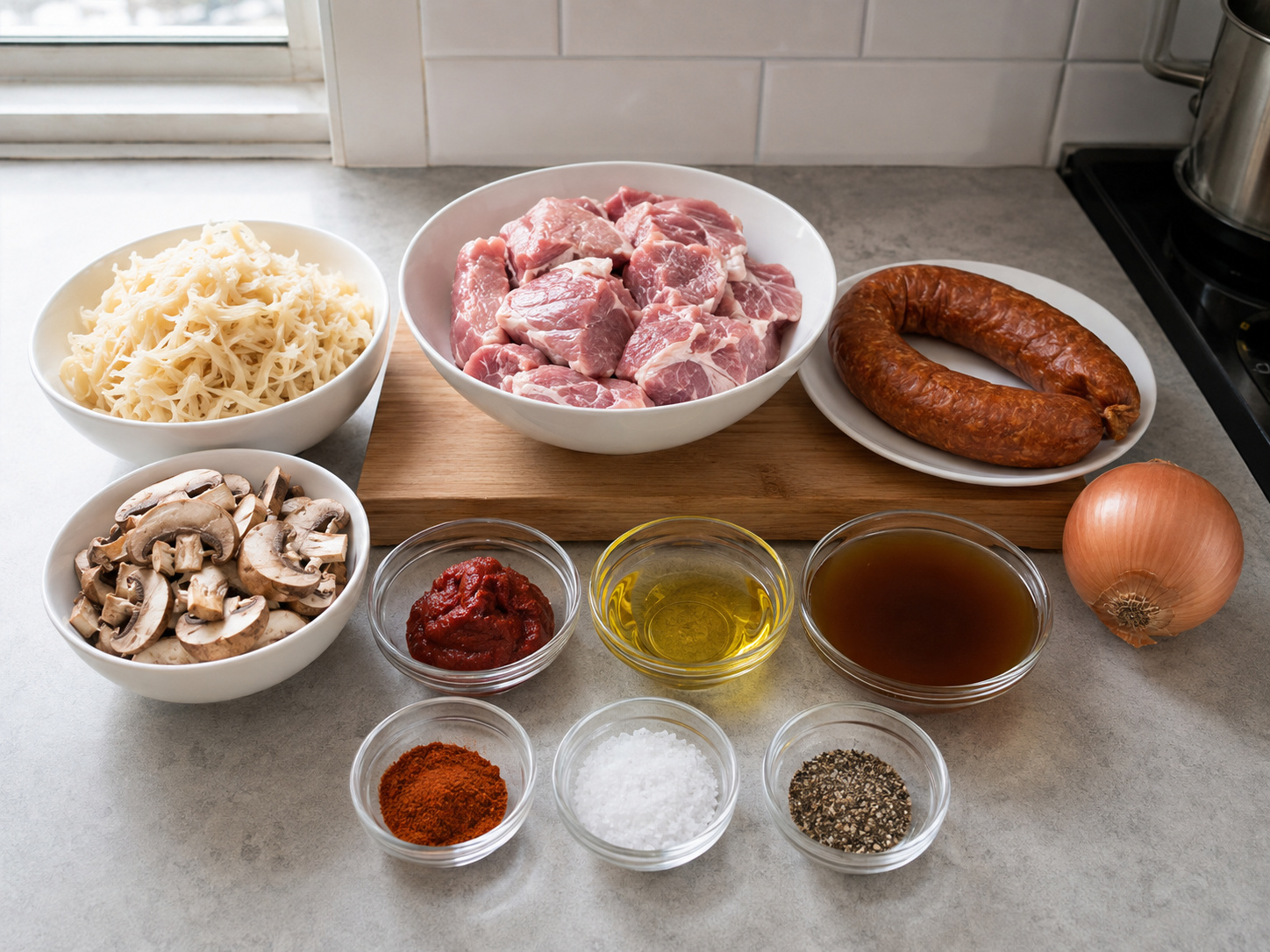 Bigos Babi dan Sauerkraut Polandia — ingredients overview