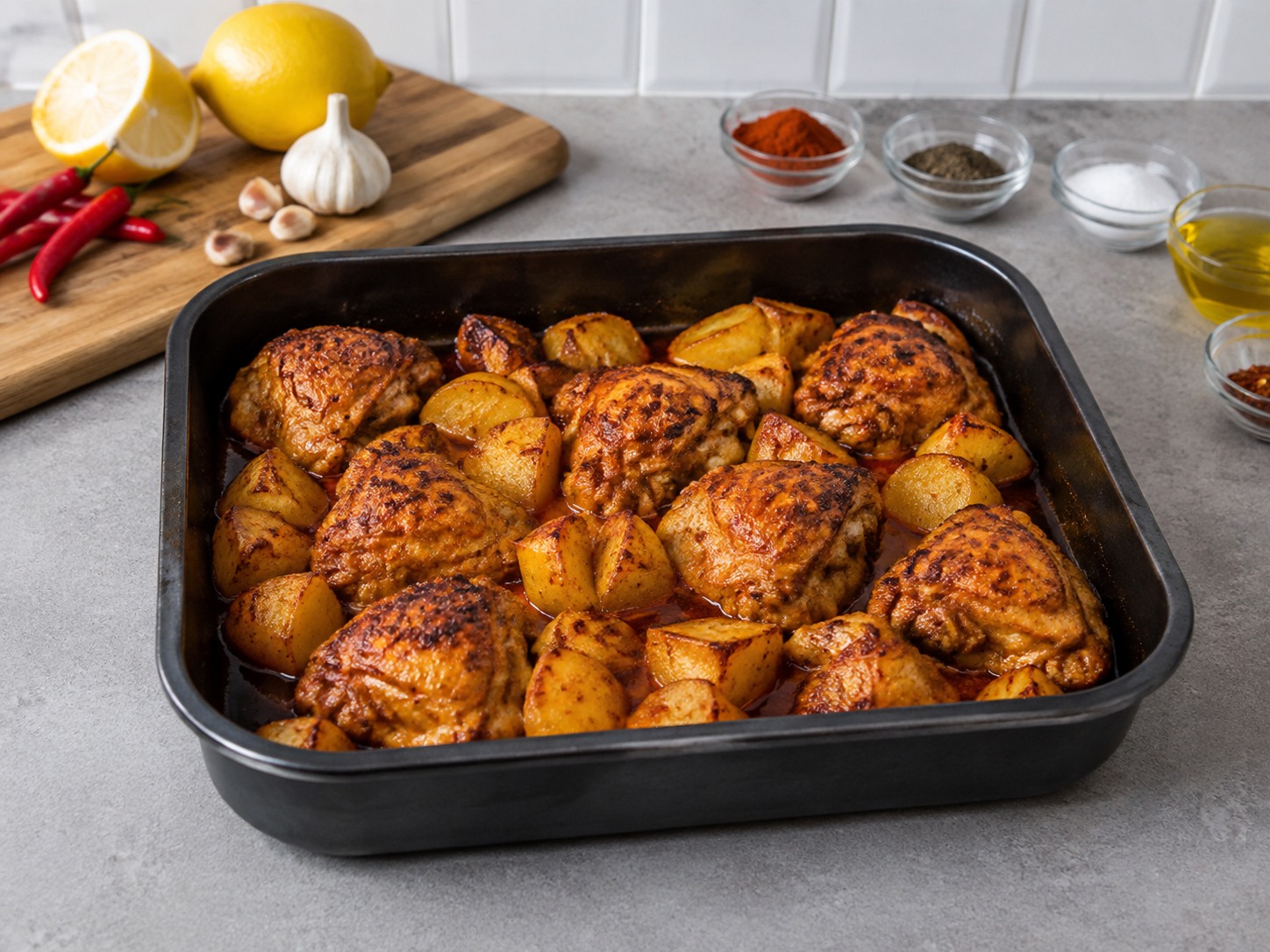 Ayam Piri-Piri dan Kentang Portugis — Panggang dua puluh lima menit