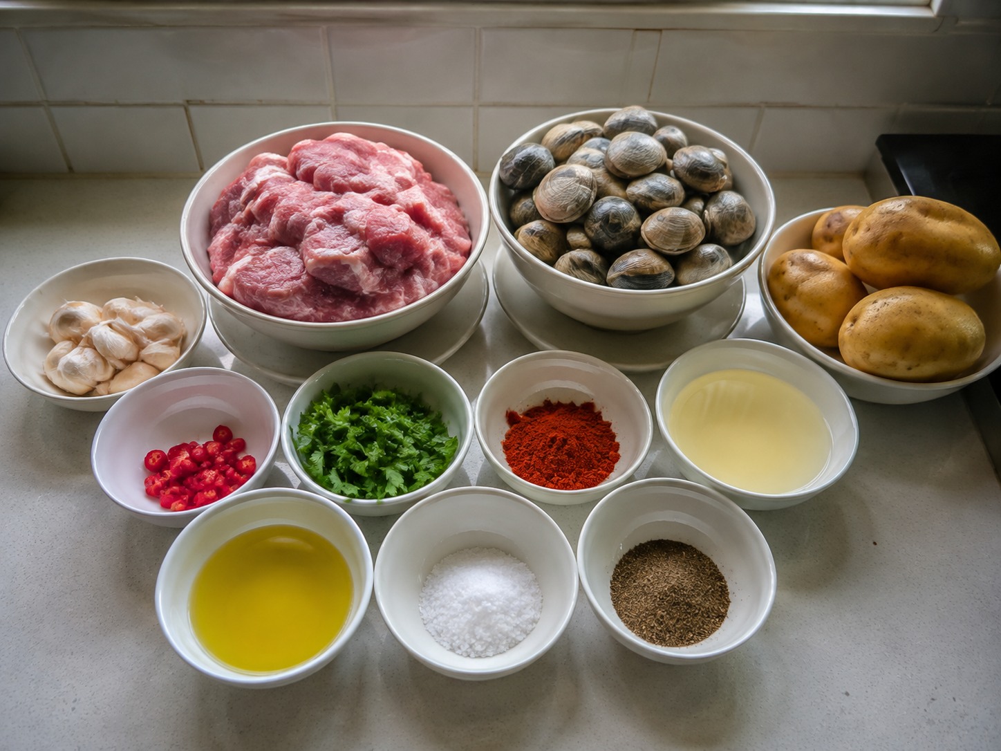 Portuguese Pork na may Halaan at Patatas — ingredients overview