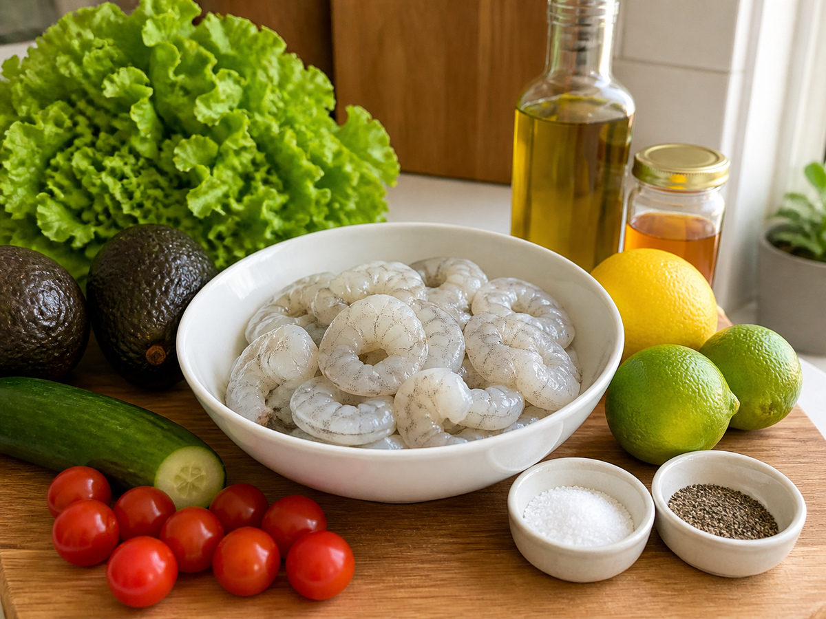 Bahan untuk Salad Udang Alpukat Sitrus