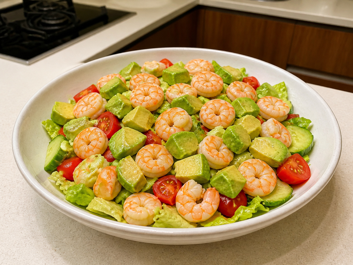 Salad Udang Alpukat Sitrus: Tambahkan bahan