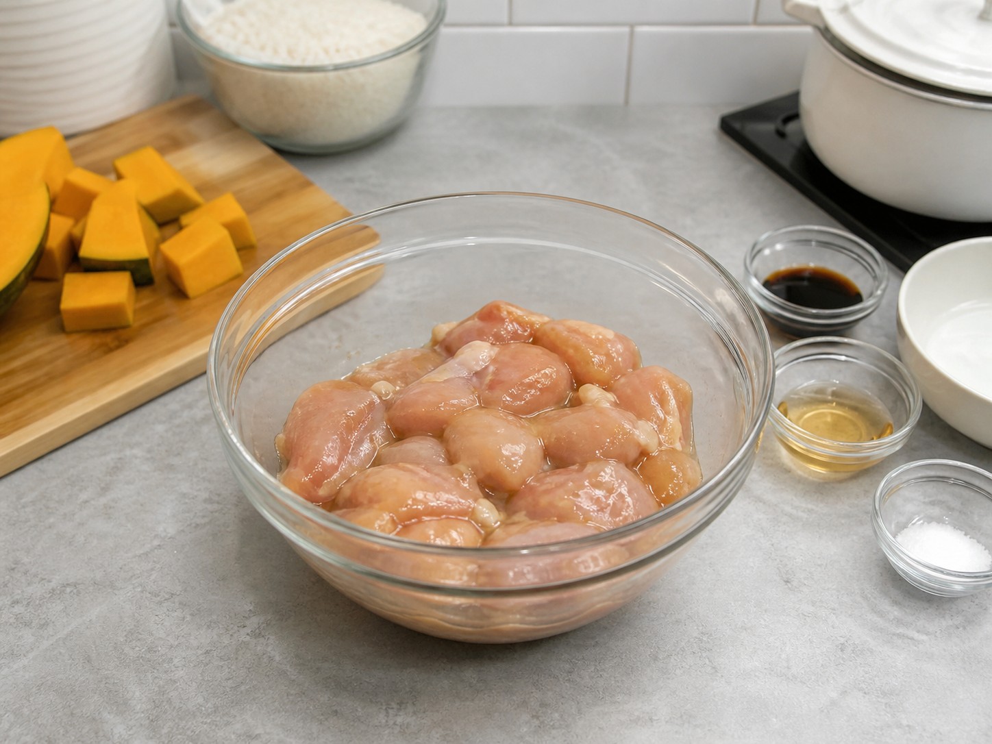 Bubur Ayam Labu — Marinasi ayam
