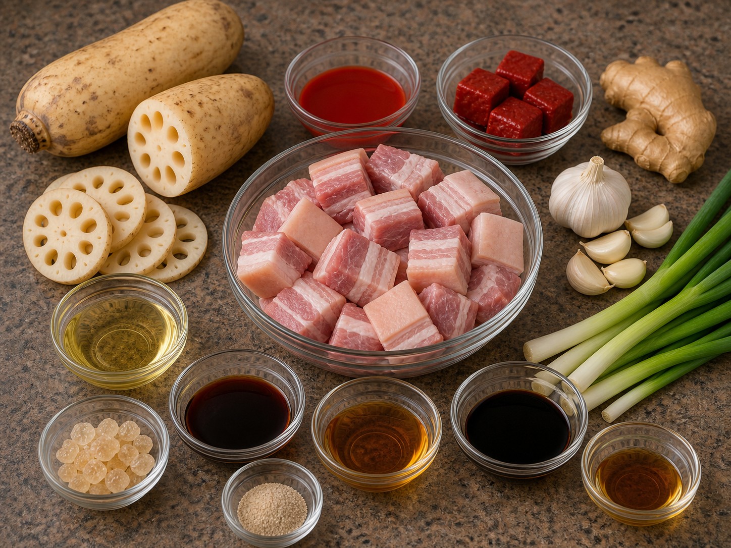 南乳炆蓮藕腩肉主要材料總覽