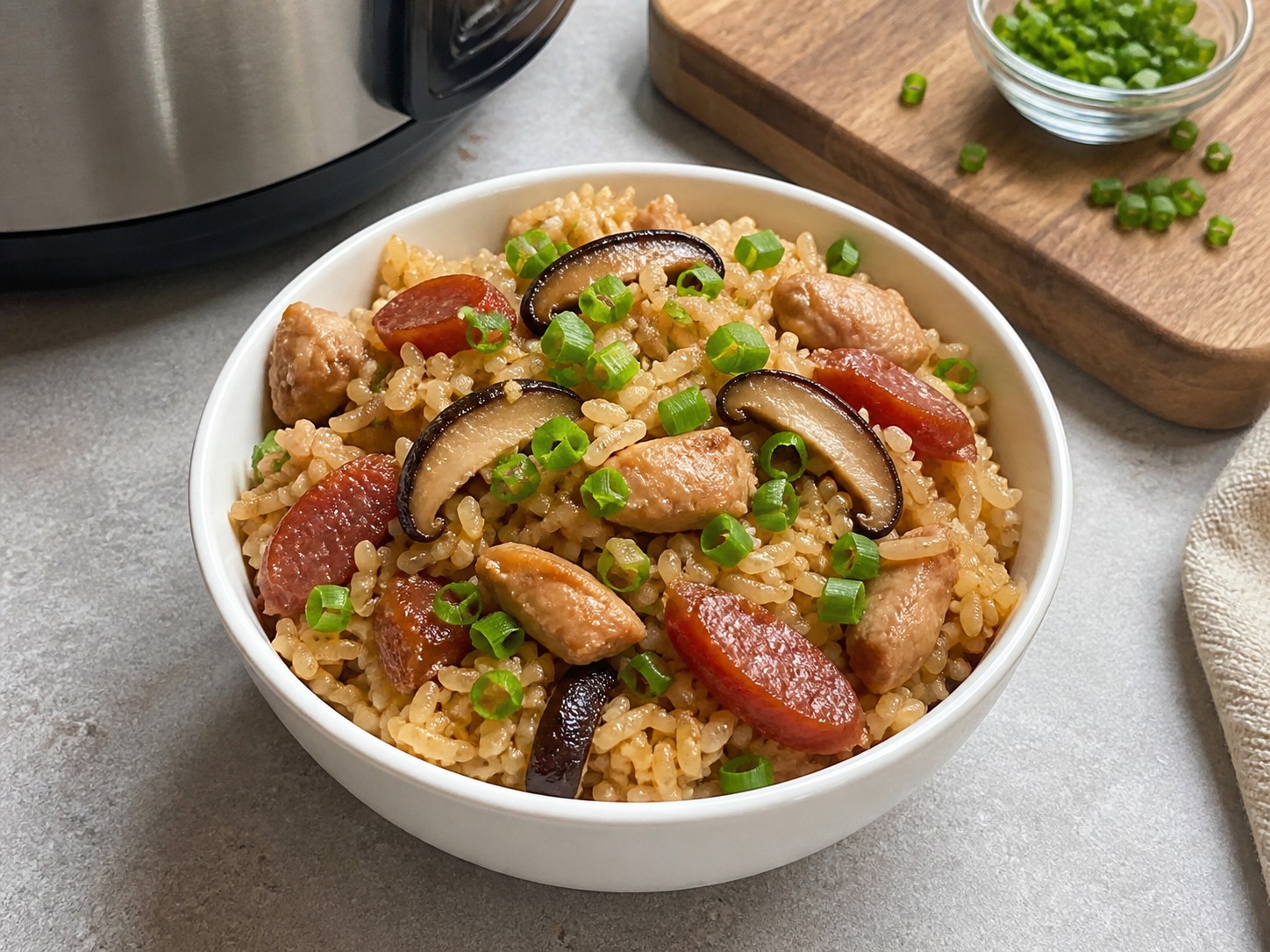電飯煲臘腸冬菇雞飯完成圖