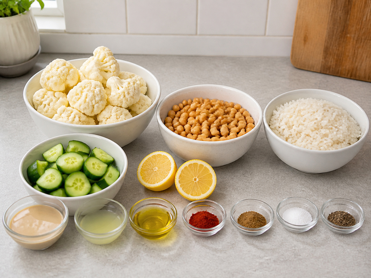 Bowl Kembang Kol dan Kacang Arab Panggang dengan Tahini ingredient overview