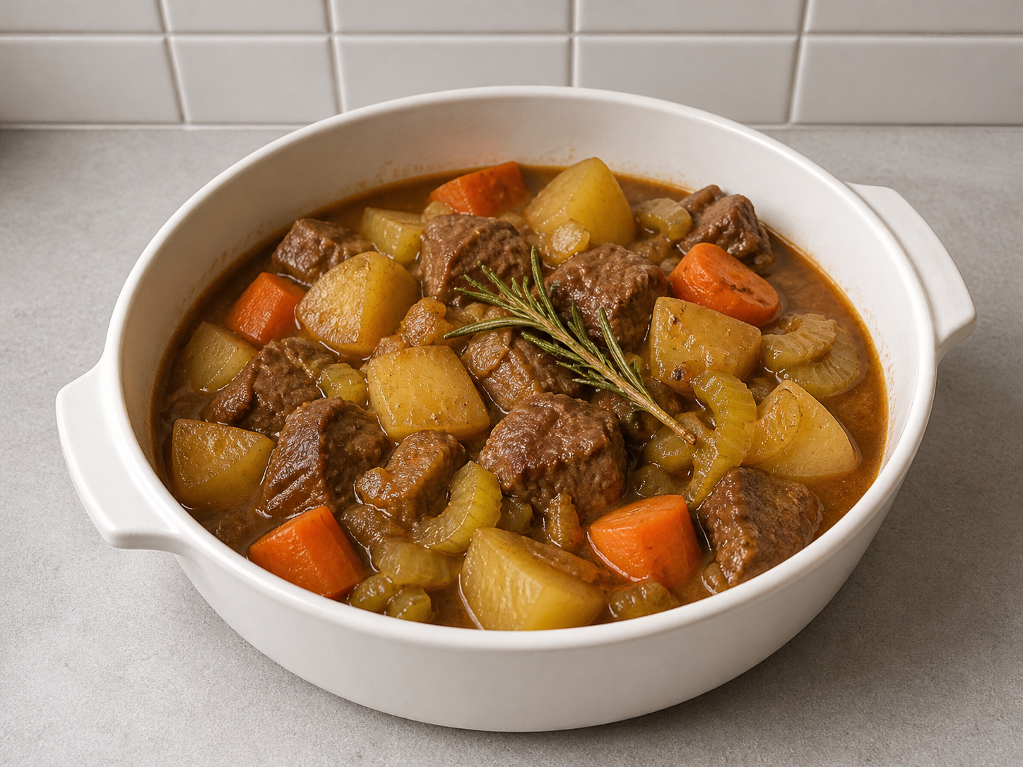 Semur Domba dengan Rosemary dan Sayuran Umbi finished dish