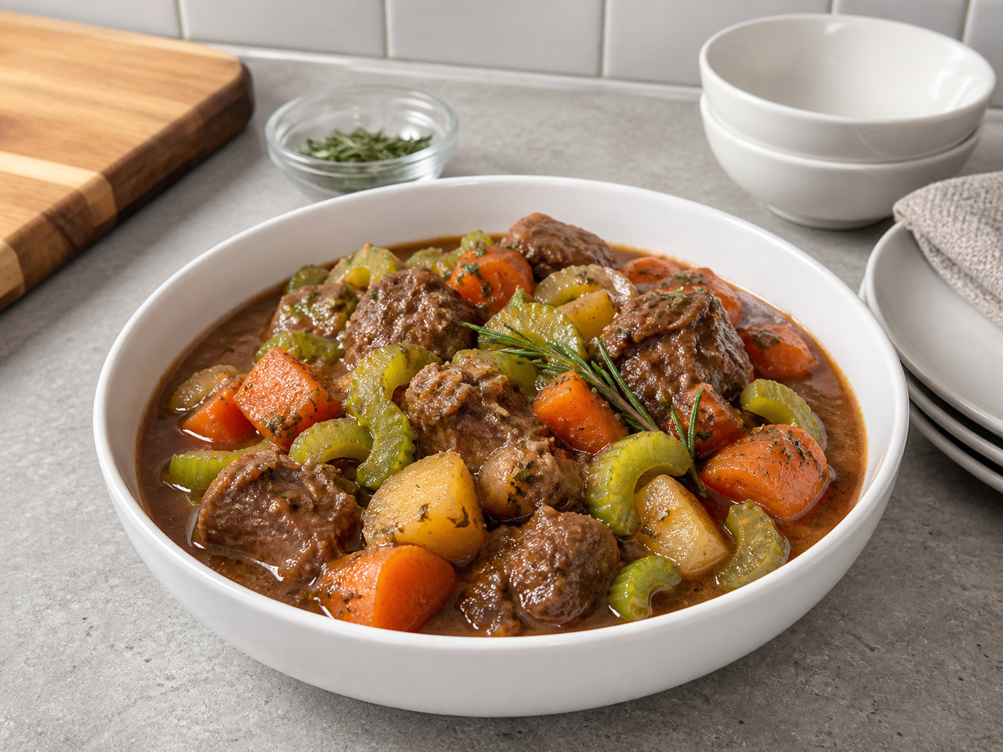 Semur Domba dengan Rosemary dan Sayuran Umbi: Diamkan dan sajikan