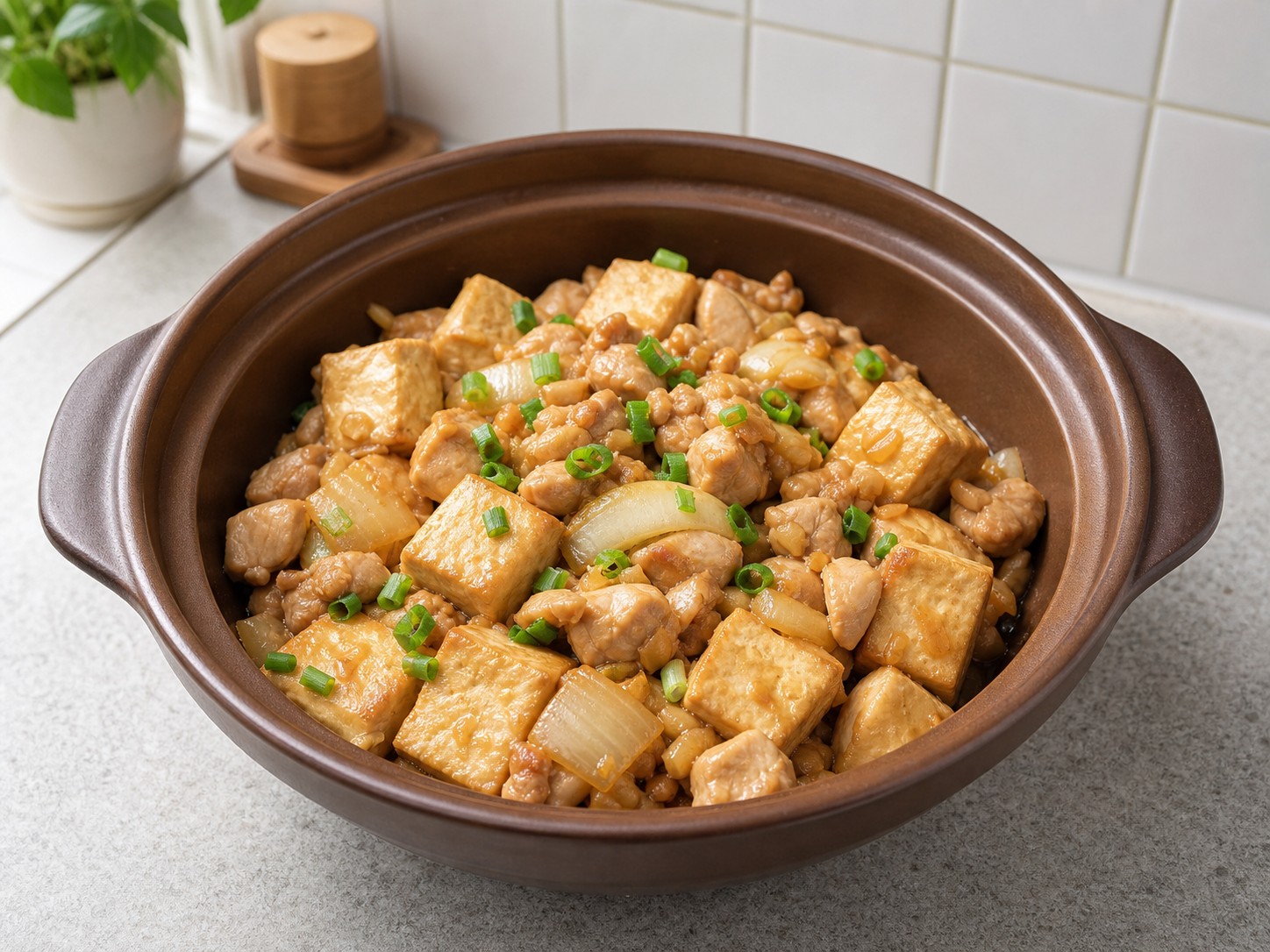 鹹魚雞粒豆腐煲 Salted Fish, Chicken and Tofu Pot