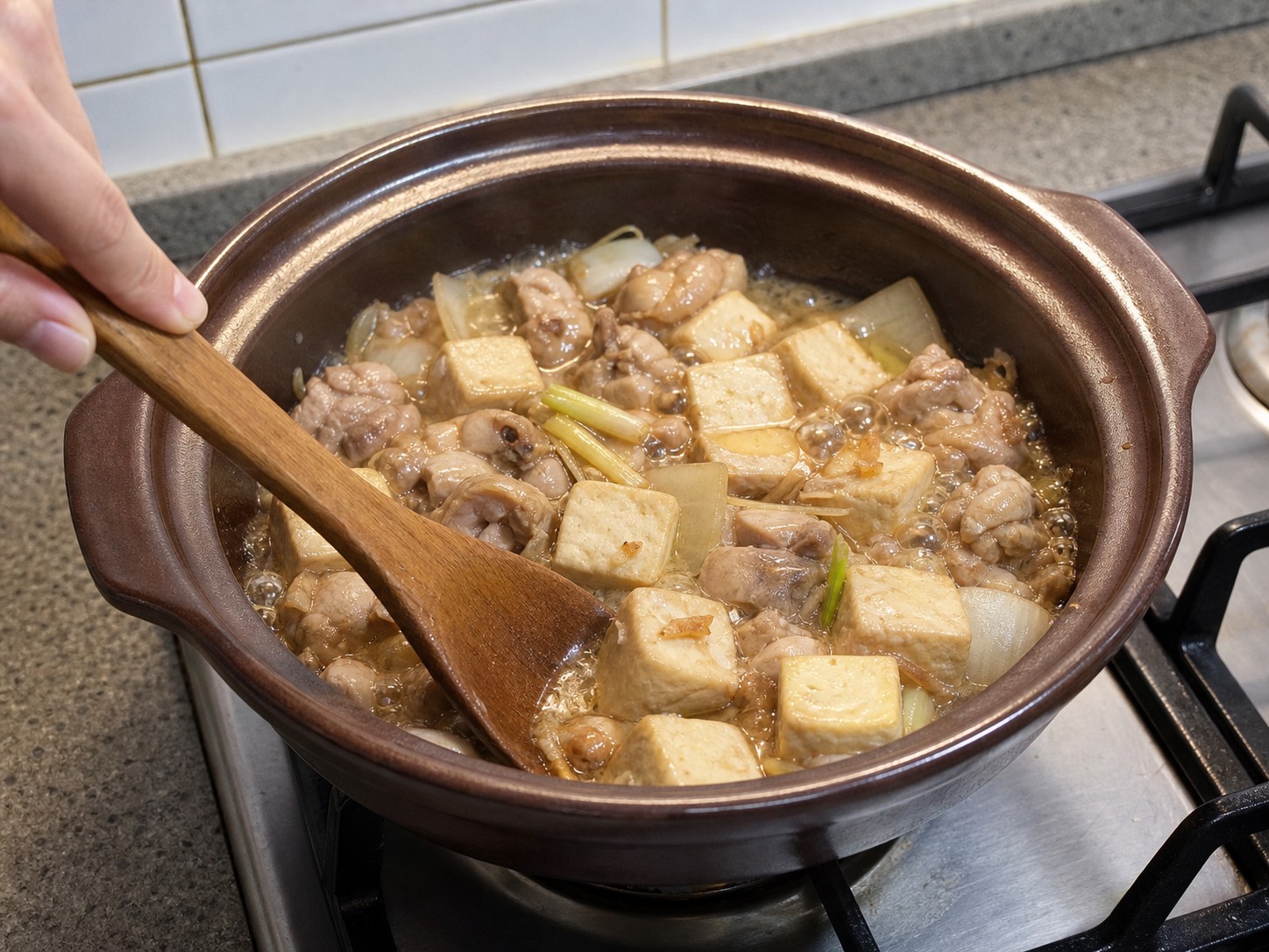 Salted Fish, Chicken and Tofu Pot — step 11