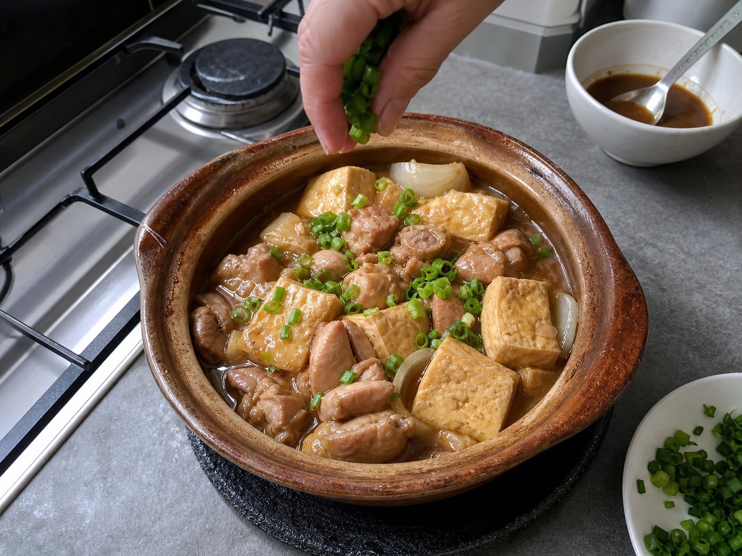 Salted Fish, Chicken and Tofu Pot — step 12