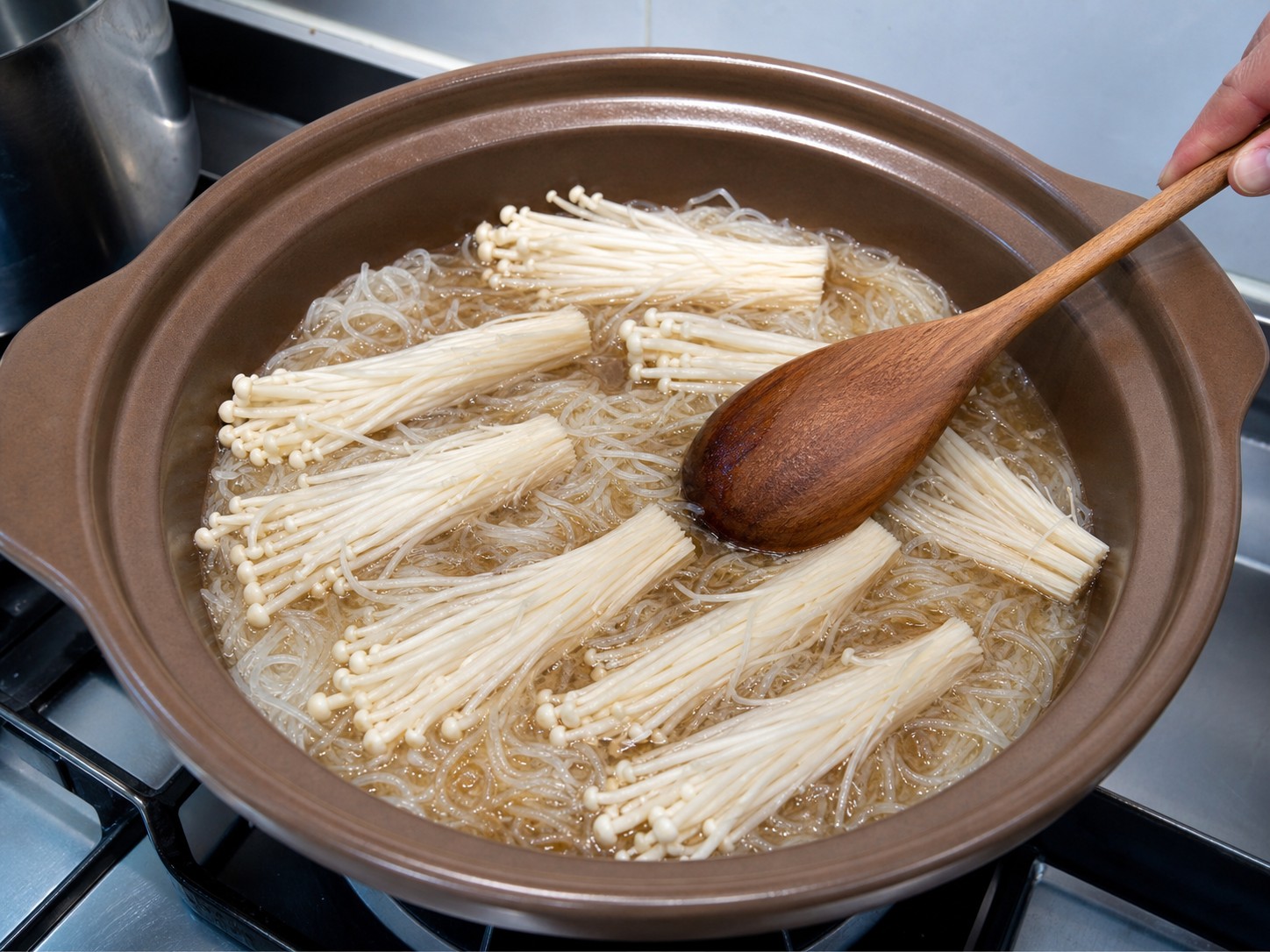 Satay Beef, Enoki Mushroom and Vermicelli Pot — step 10
