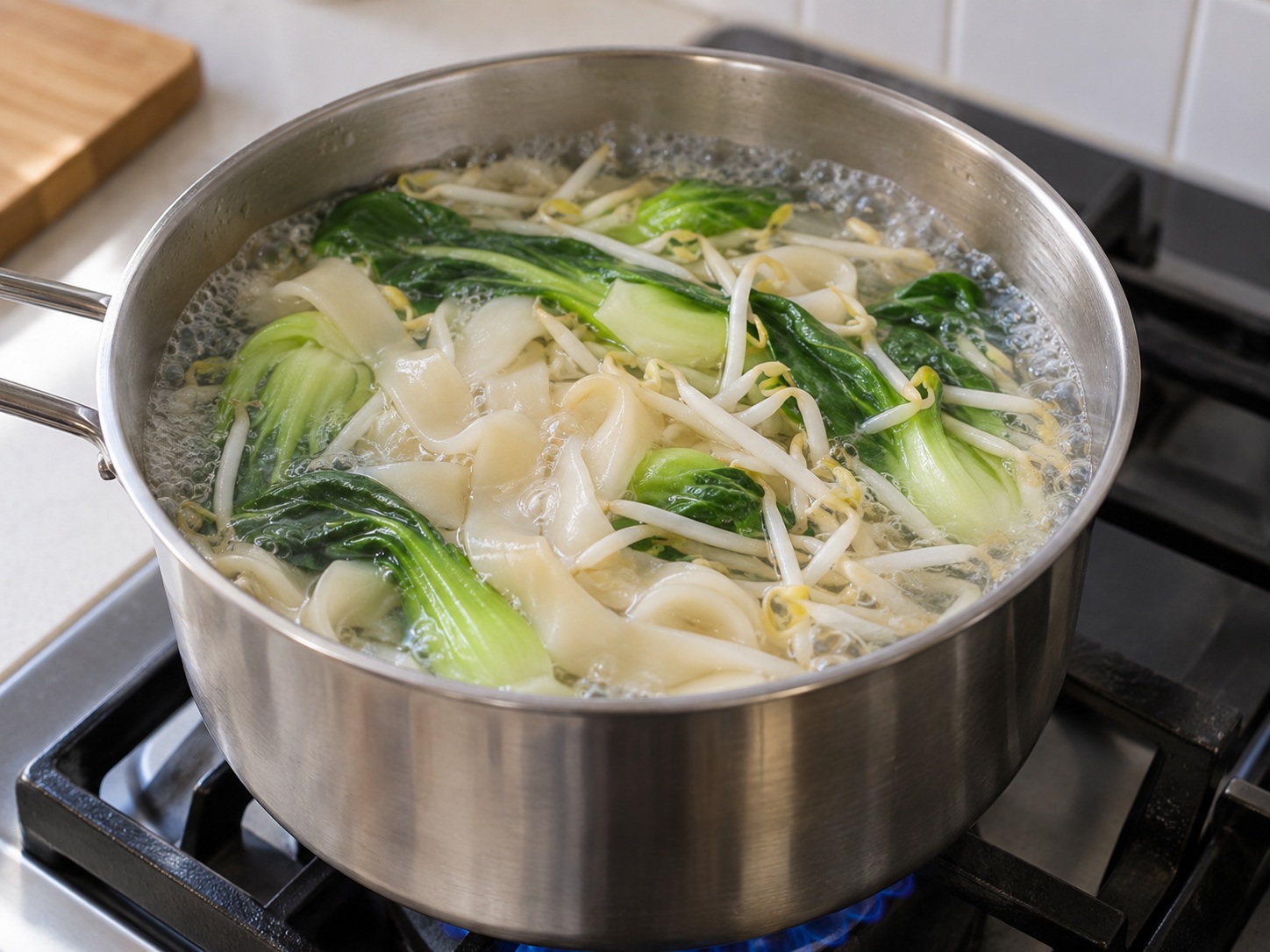 陝西油潑麵 — 同煮蔬菜