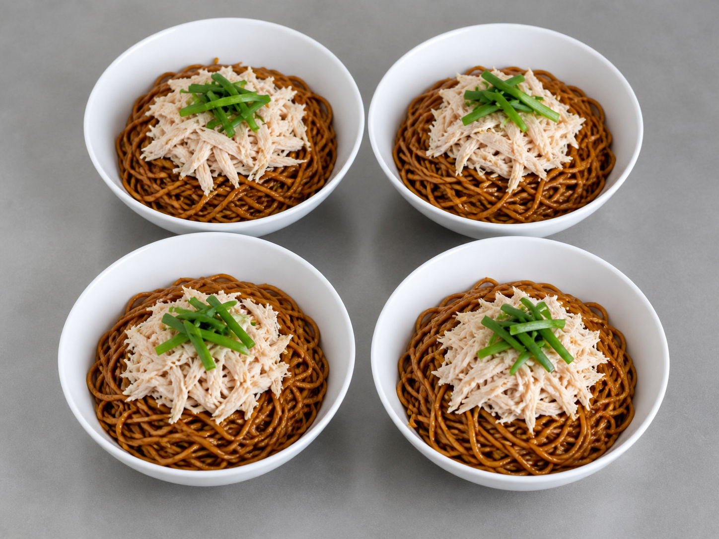 Shanghai Scallion Oil Noodles with Shredded Chicken — Top and serve
