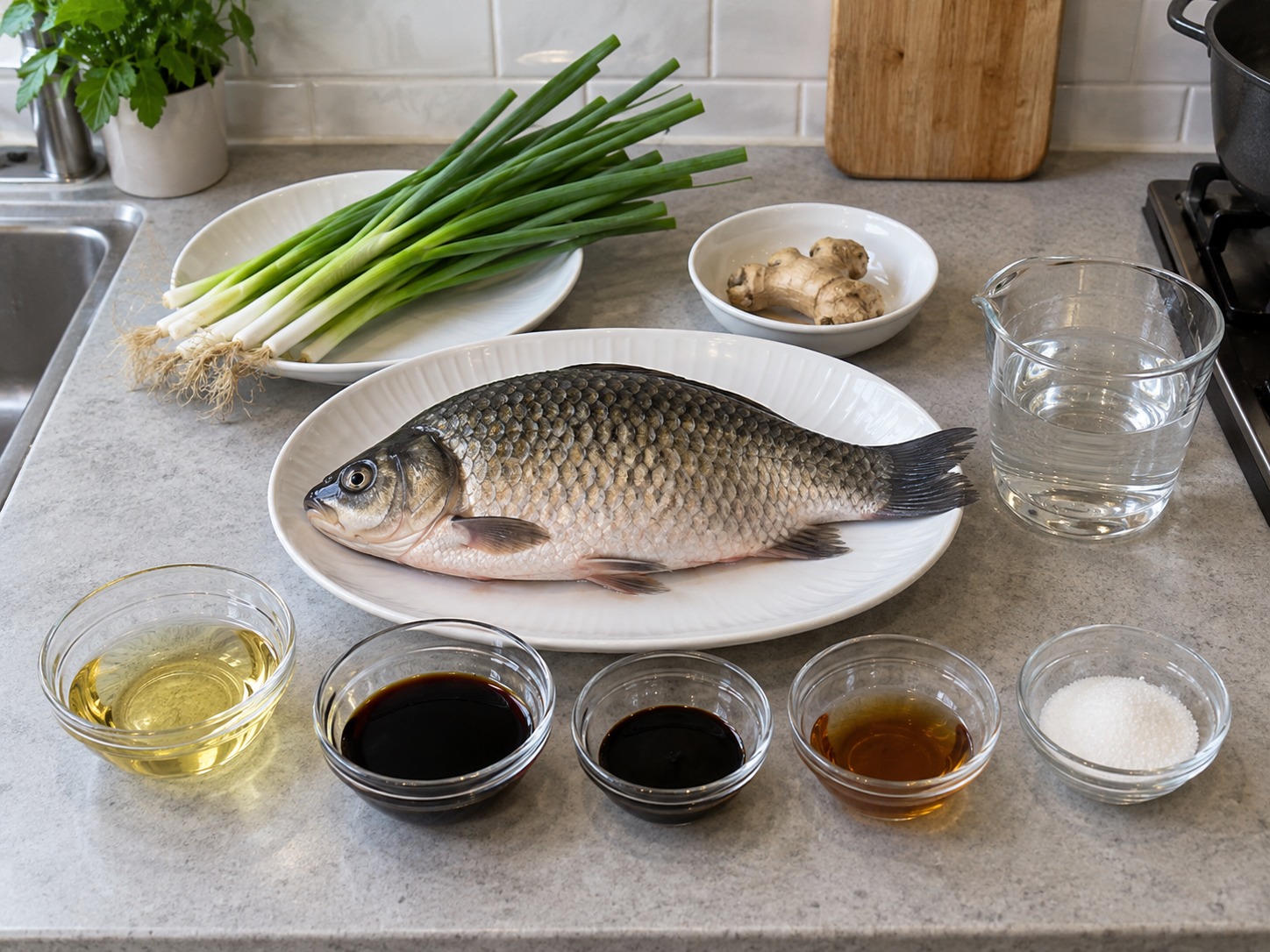 上海蔥烤鯽魚 — 材料