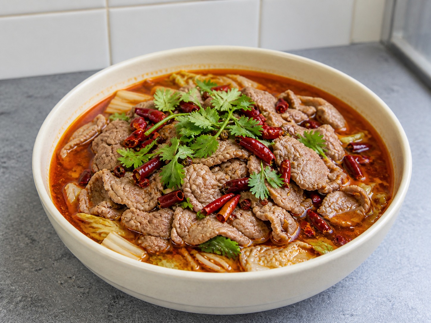 四川水煮牛肉完成圖｜Sichuan Boiled Beef