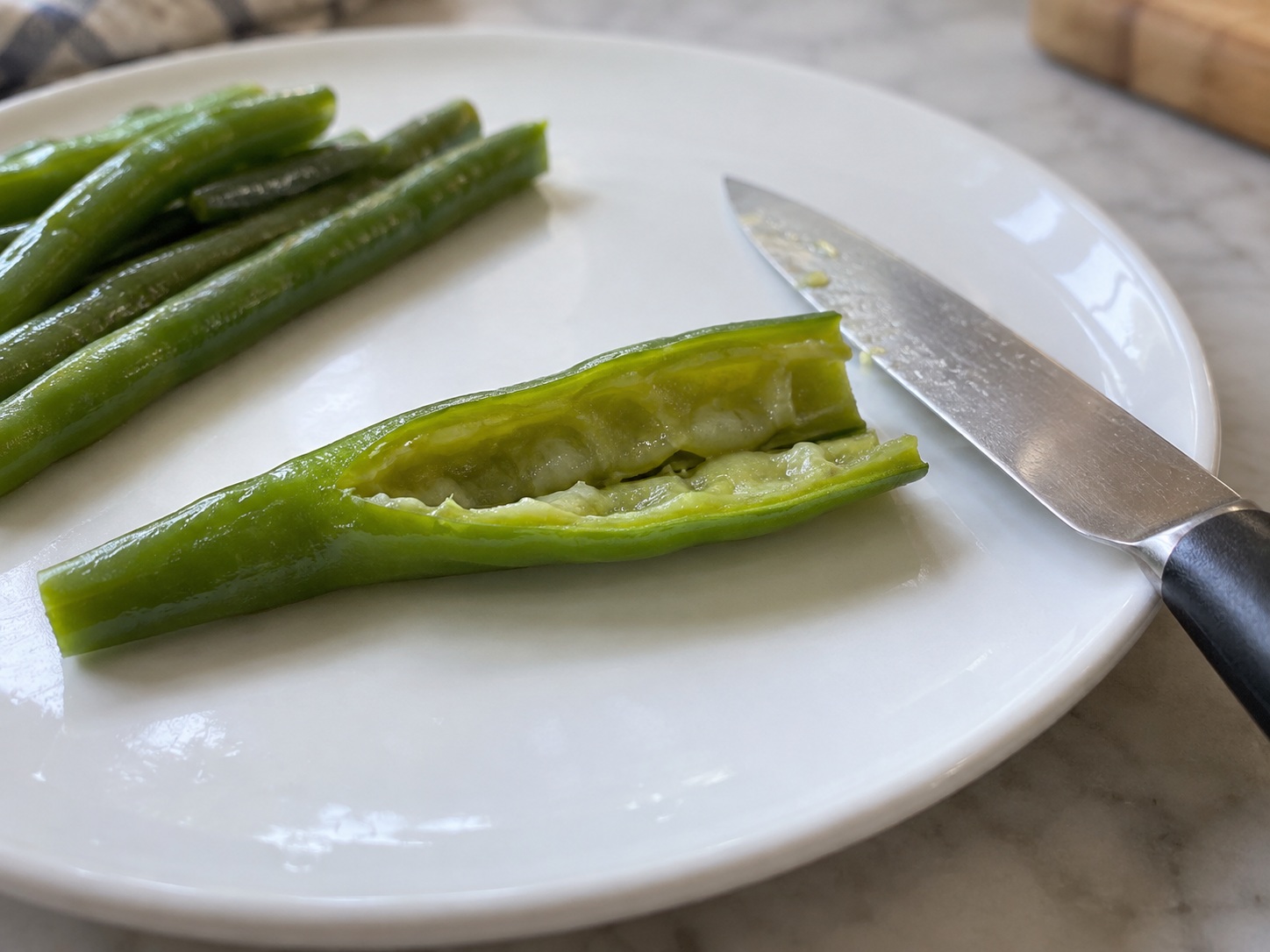 乾煸四季豆 — 核對豆熟