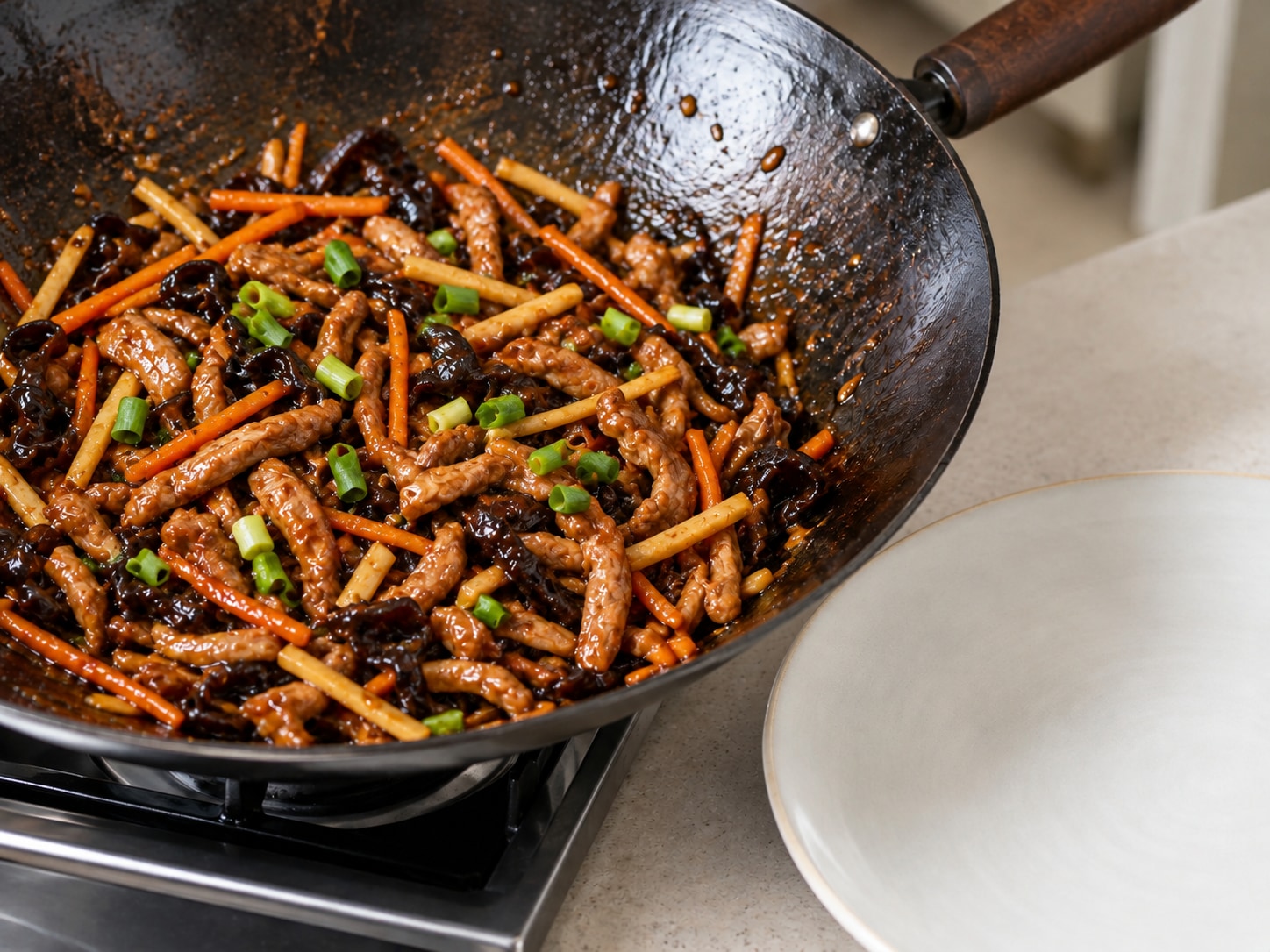 Sichuan Fish-Fragrant Shredded Pork — Finish with spring onion