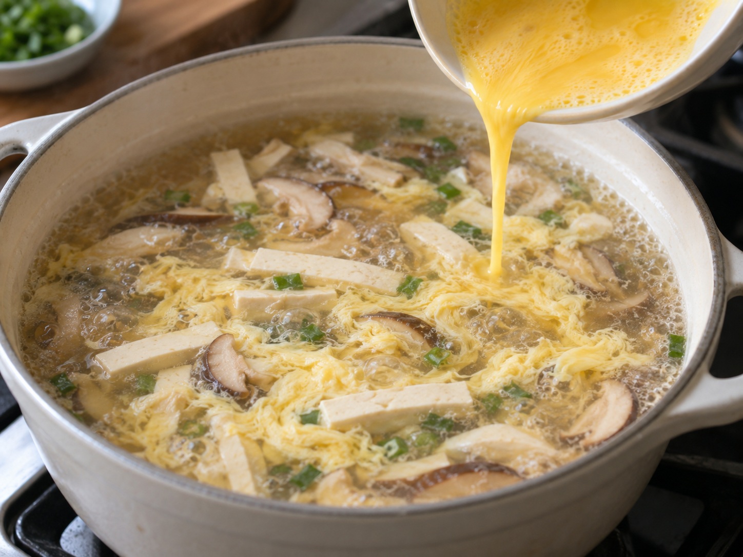 Sichuan Hot and Sour Soup — Make egg ribbons