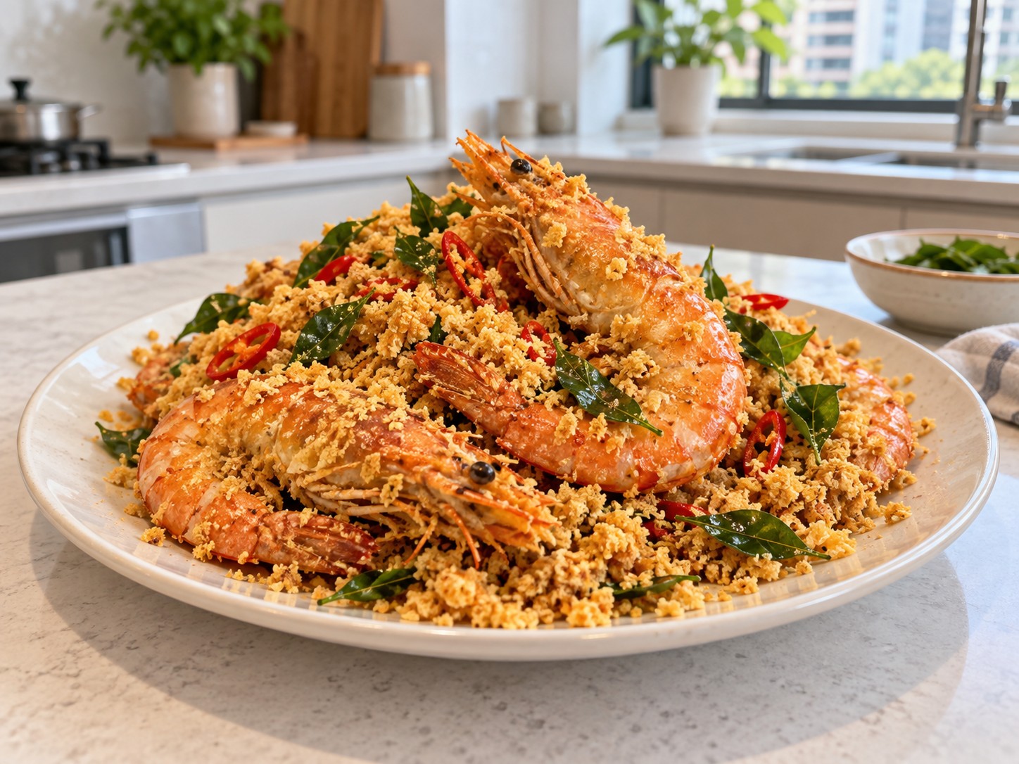 Udang Sereal Singapura — hidangan selesai
