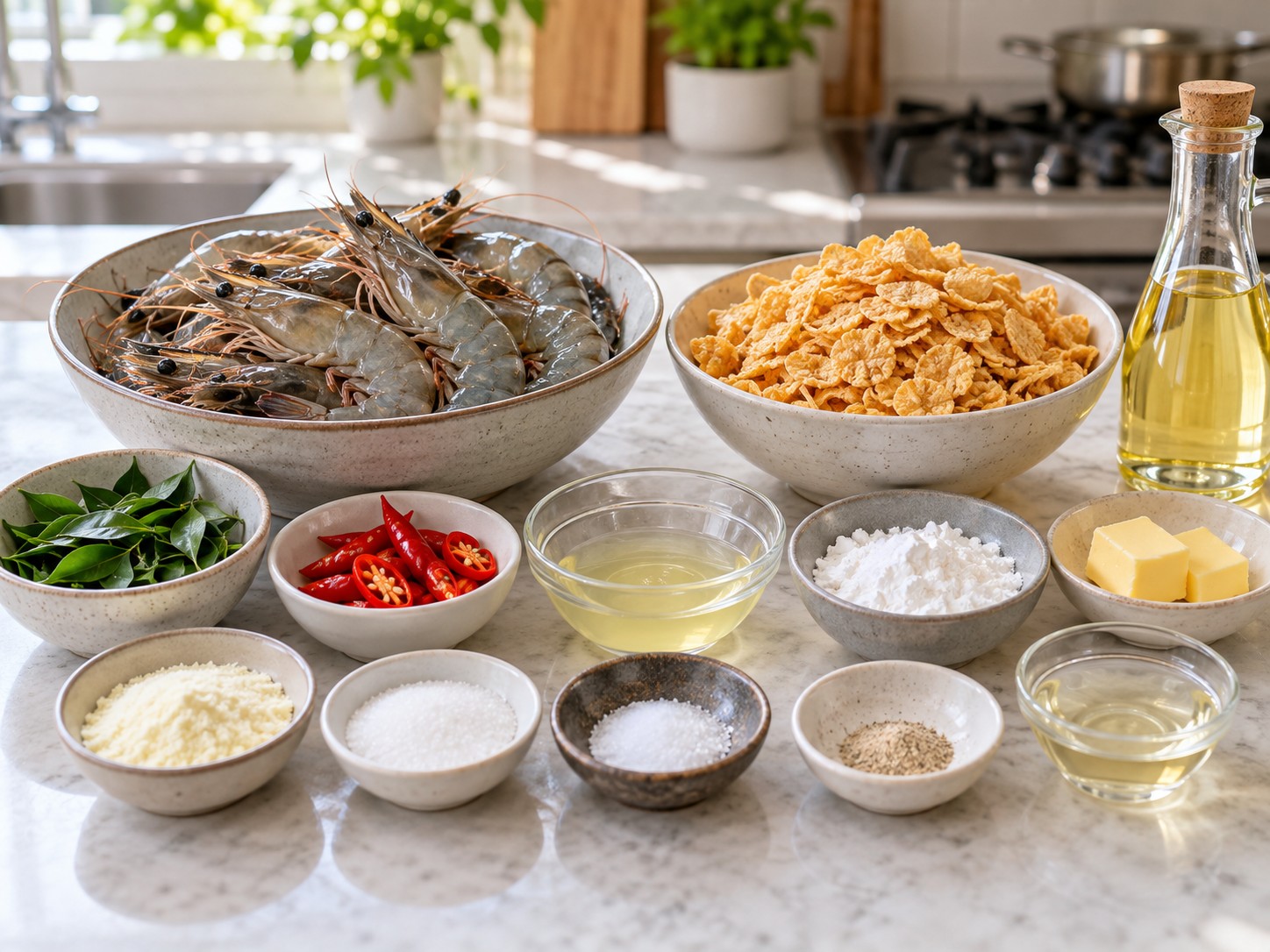 Singapore Cereal Prawns — mga sangkap