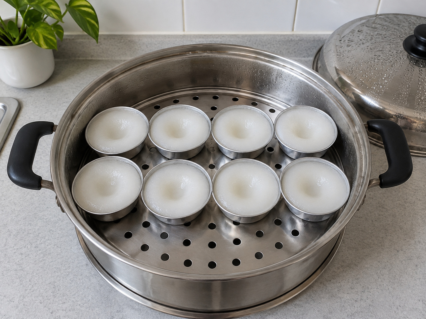 Singapore Chwee Kueh na may Preserved Radish — 8. Patayin ang apoy