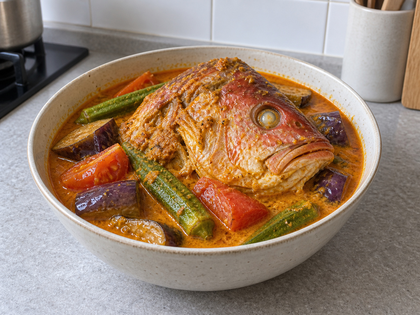Kari Kepala Ikan Singapura — hidangan selesai