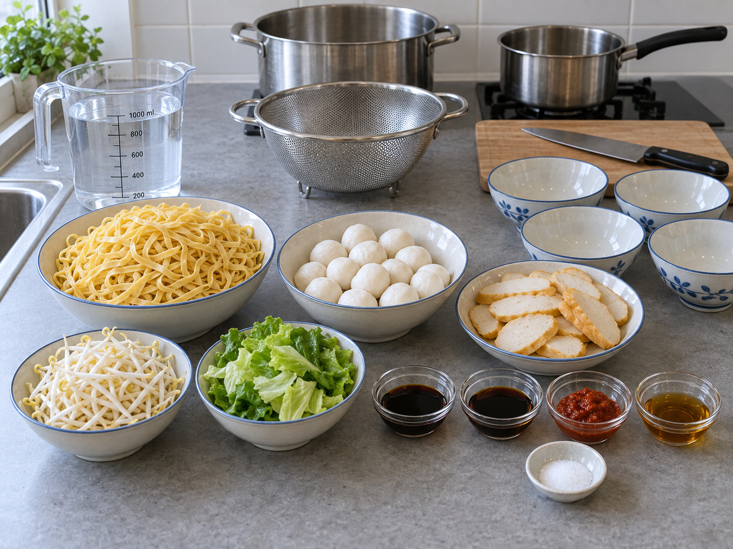 Singapore Fishball Mee Pok — mga sangkap