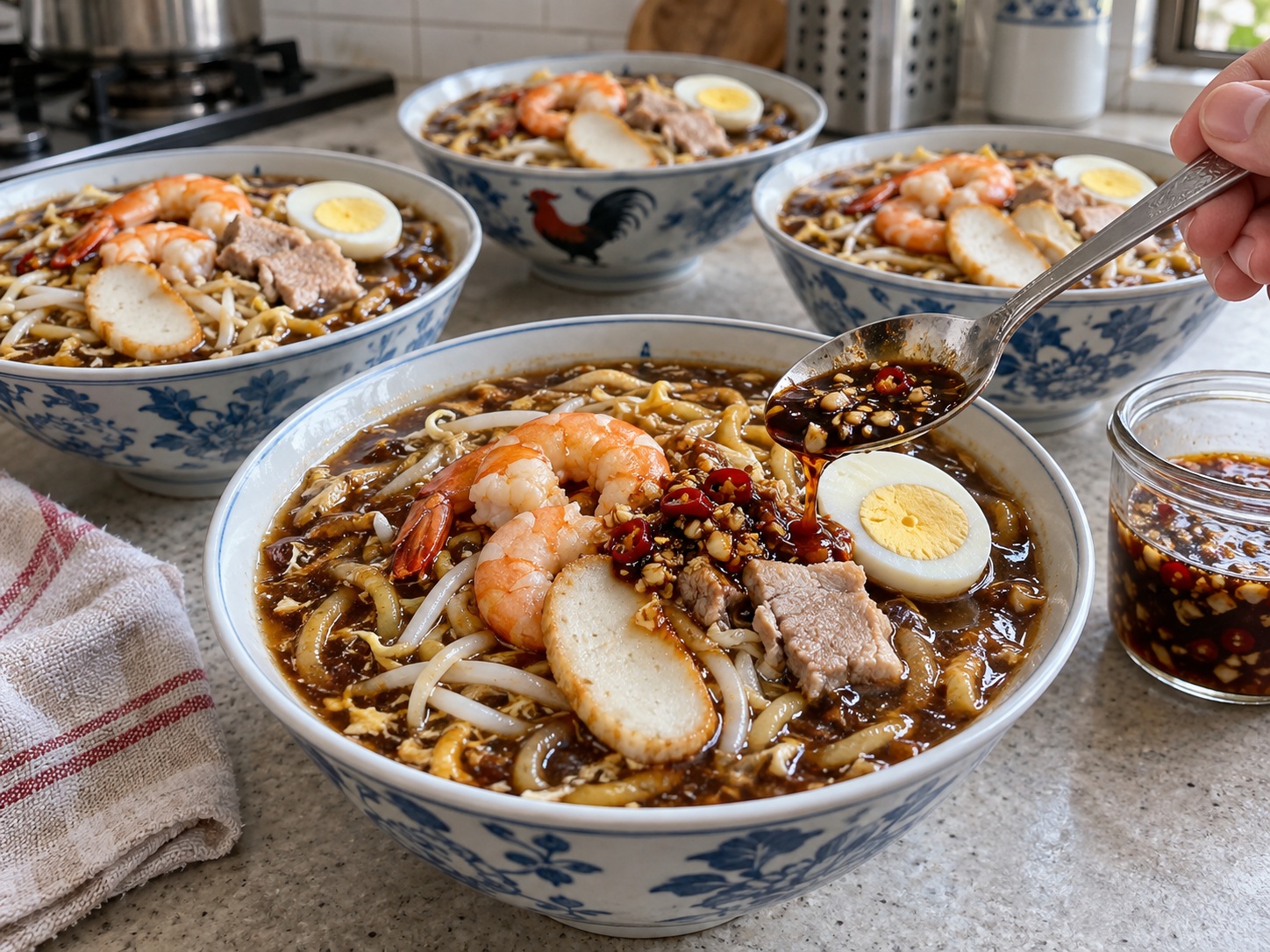 Mi Kuah Kental Singapura — Tambahkan asam pedas