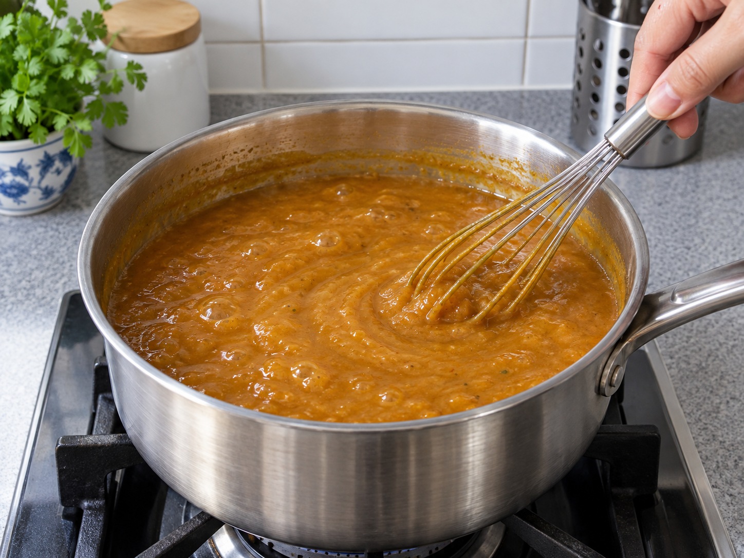 Mi Rebus Singapura Bersaus Ubi Jalar — Masak saus ubi