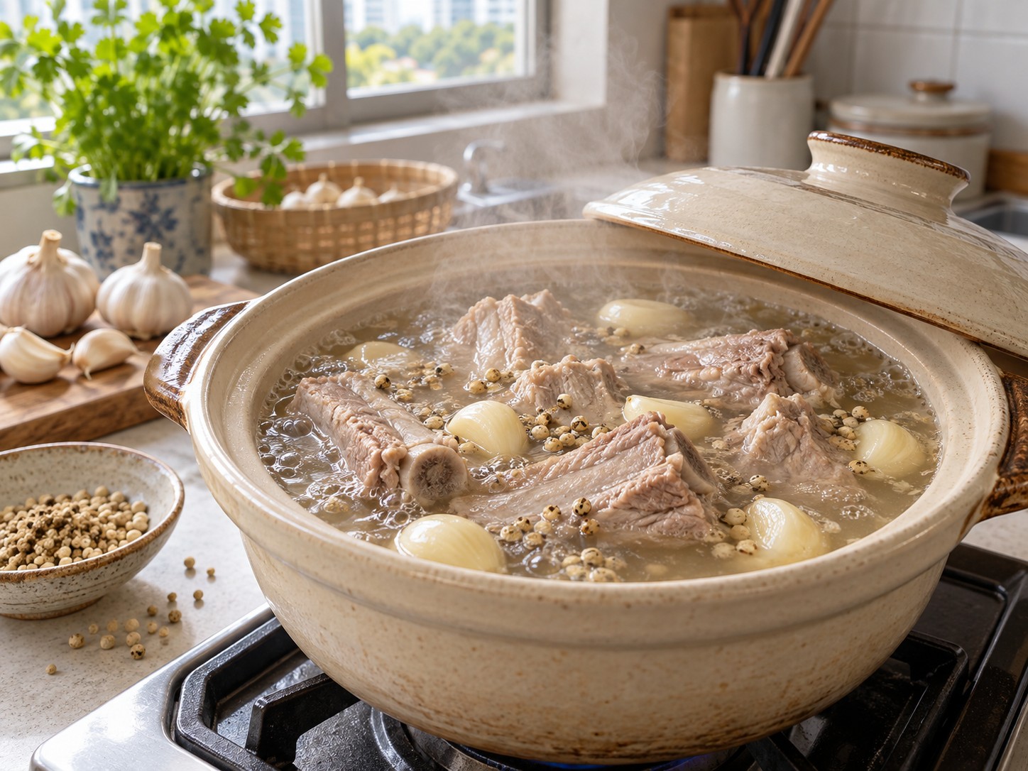 Bak Kut Teh Lada Singapura — Rebus perlahan