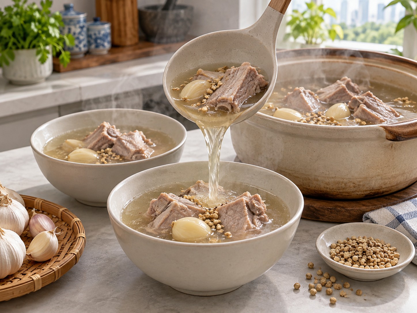 Bak Kut Teh Lada Singapura — Sajikan sup