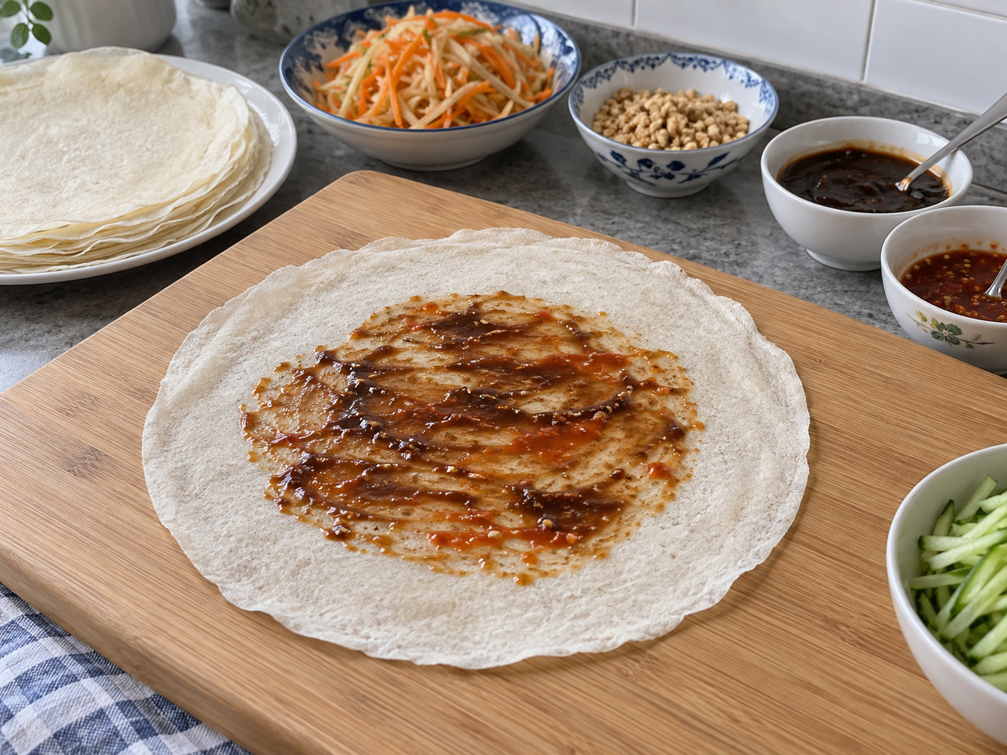 Popiah Basah Singapura — Oles saus