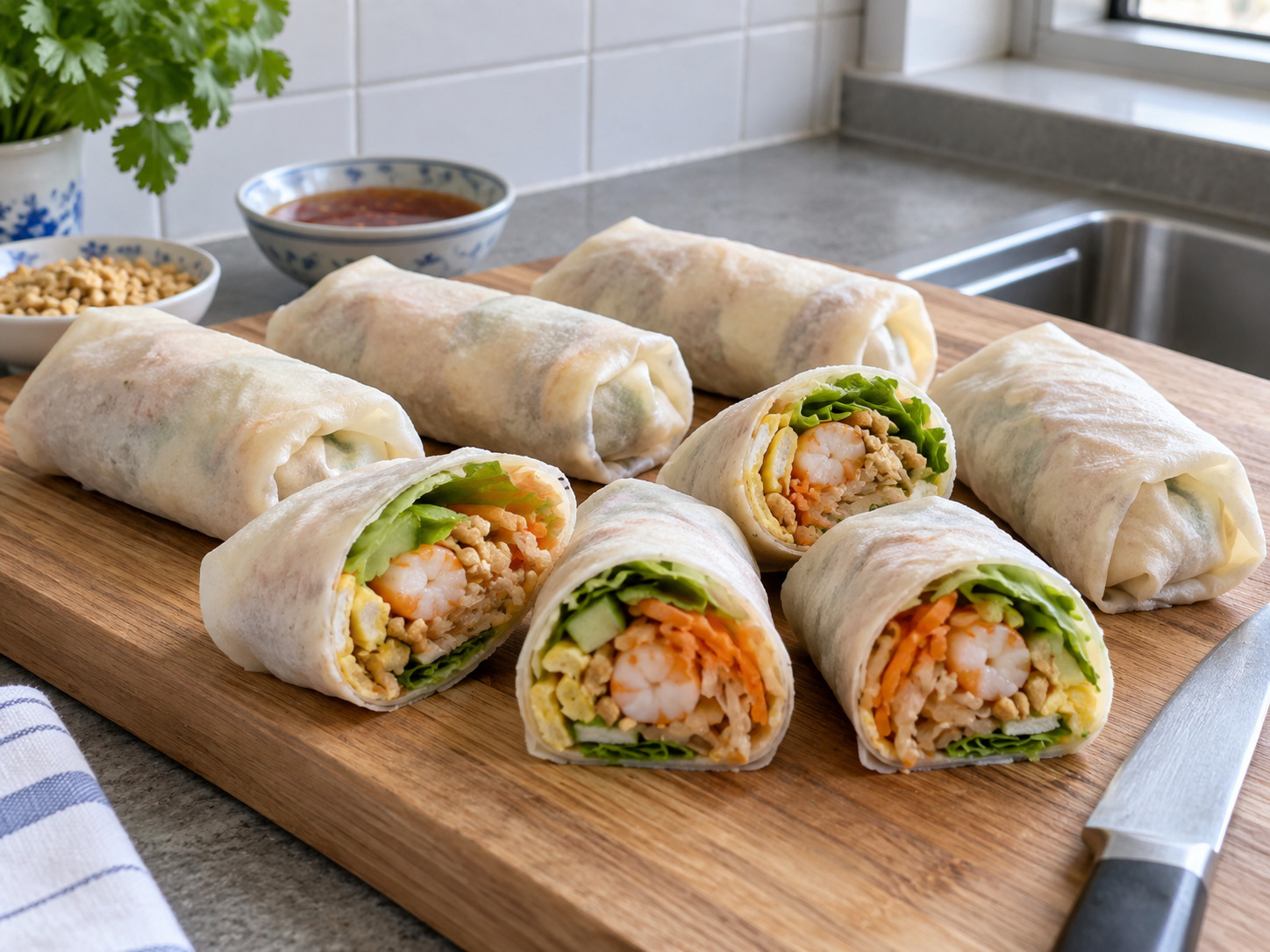 Popiah Basah Singapura — Gulung potong