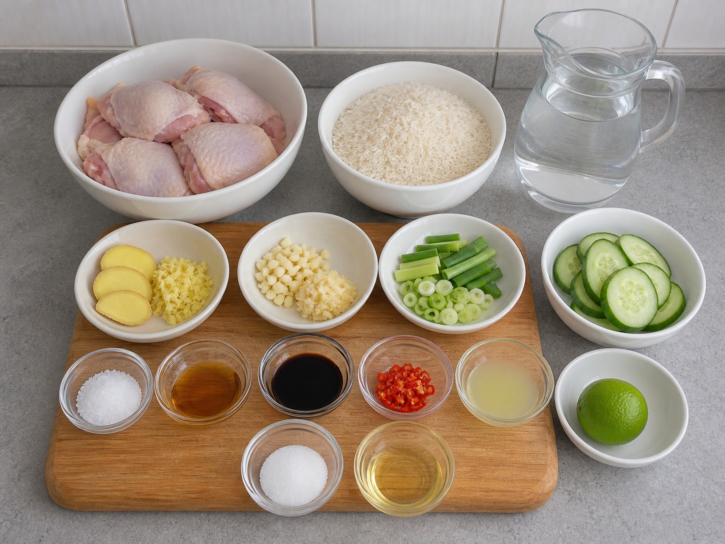 Singapore Rice Cooker Hainanese Chicken Rice — ingredient overview