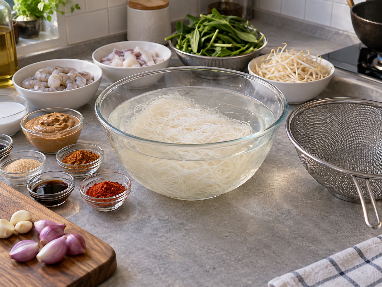 Singapore Satay Bee Hoon — Soak vermicelli