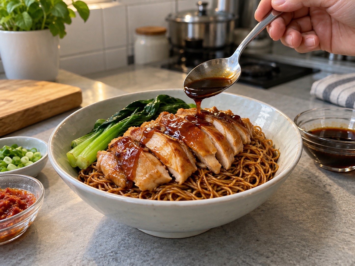 新加坡豉油雞撈麵 — 完成圖