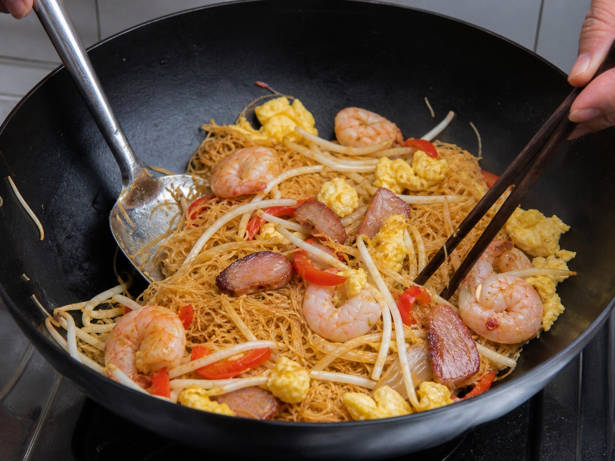 Singapore-style Ginisang Bihon: Idagdag ang sprouts hipon at itlog