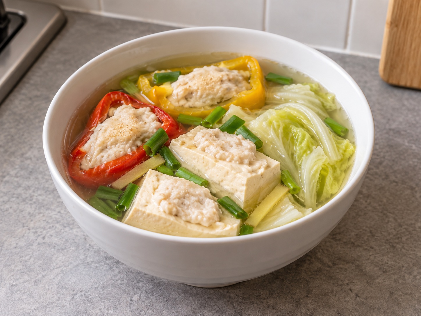 Singapore Yong Tau Foo Soup — finished dish