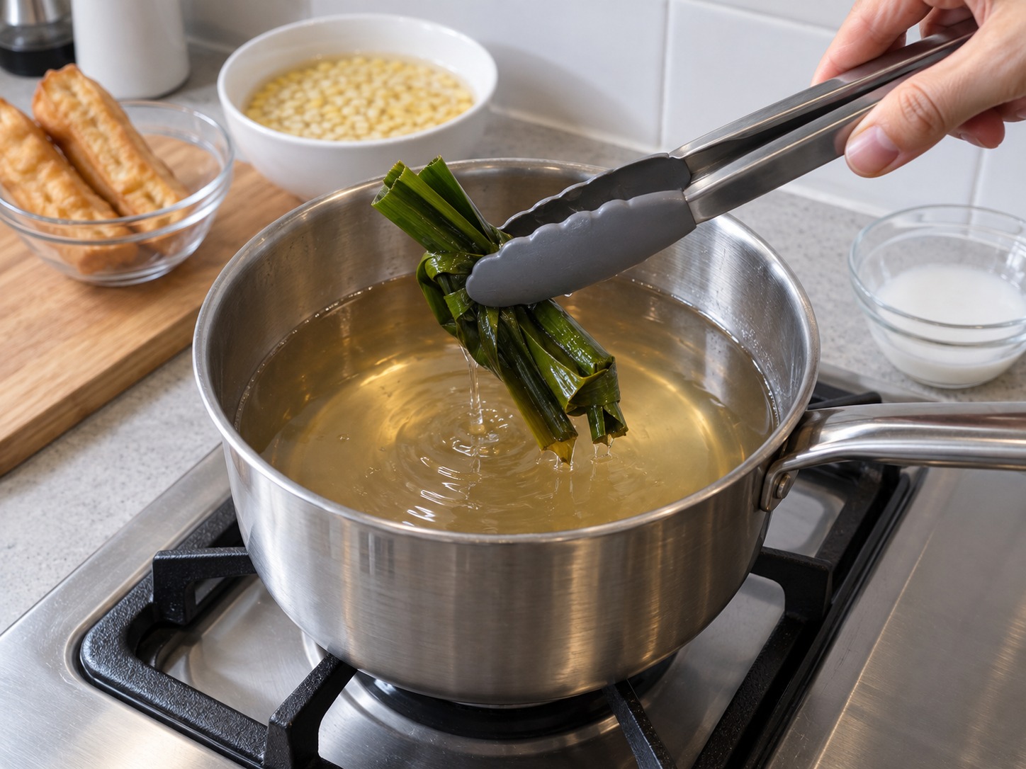 Singaporean Tau Suan — Remove pandan leaves