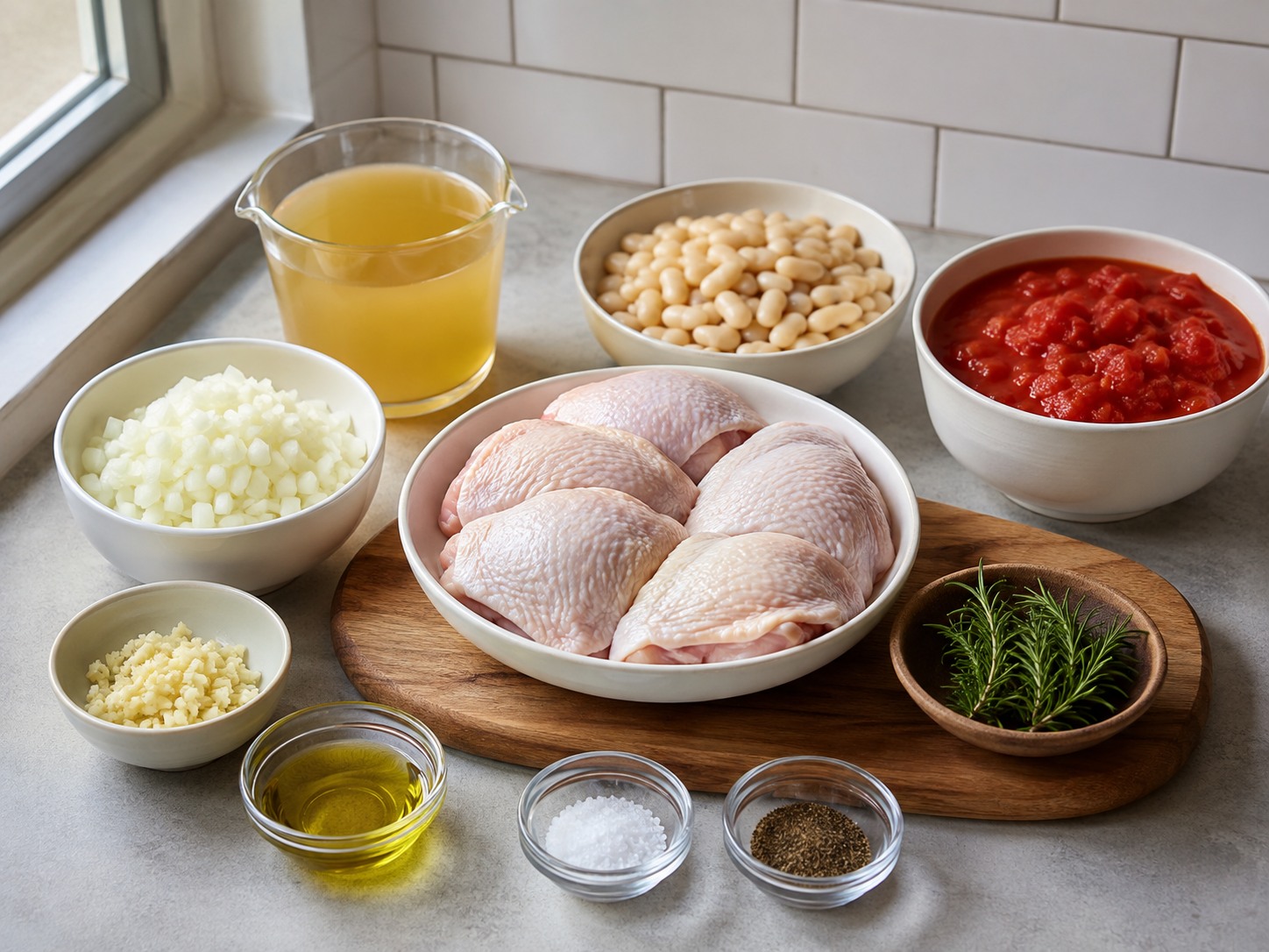 Semur Ayam Kacang Putih Rosemary Spanyol — ingredients overview